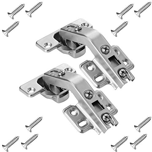 ManLee 2pcs 135 Grad Eckanschlag Standard Scharnier Türscharnier Küchenschrank Scharniere Dämpfung Standardscharnier Soft Close Automatikscharnier Topfscharniere für Schranktüren Küchenschrank