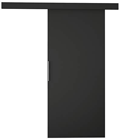 Mirjan24 Schiebetürsystem Flash I mit Selbstschließer Zimmertür Aluminiumgriff Komplett-Set für Schiebetüren, Tür Innentüren Trennwände (Schwarz, Modell: 90)