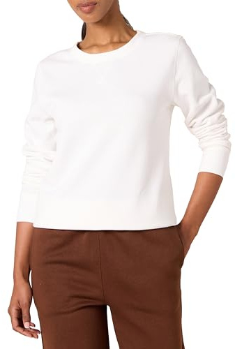 Amazon Essentials Women's Fleece Crewneck Pullover Sweatshirt (Available in Plus Size), White, L