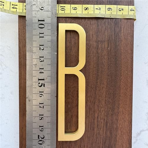 Letras inglesas autoadhesivas de latón macizo de 3.9 pulgadas para decoración de pared, números de casa, números de buzón, números de dirección de calle, números de hardware (letra B)