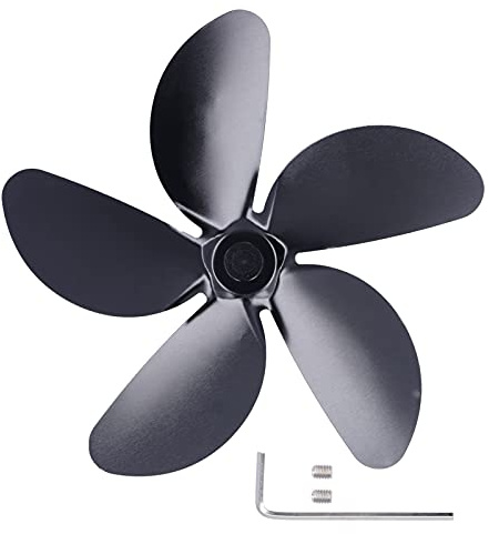 Lame de ventilateur de rechange, lame de radiateur universelle lame de ventilateur en alliage d'aluminium avec amélioration du confort, pour poêle à bois(5 feuilles)