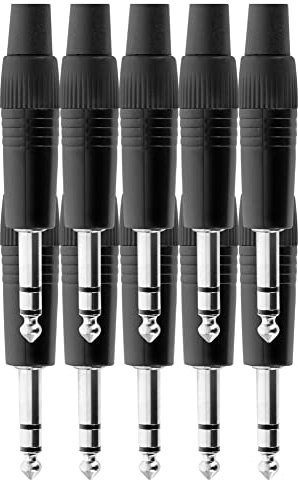 Pronomic JPLUG Black Stereo-Klinkenstecker 10er Pack, Stecker: schwarz | Ausführung: stereo (symmetrisch), Spezielles Gehäuse-Design für optimale Griffigkeit, Stabiles Druckguss-Gehäuse, 10 Stück