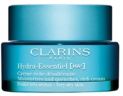 Clarins Hydra-Essentiel Rich Cream|Intensely Hydrating Moisturizer|60 Seconds to Plumper Skin*|Nourishes, Softens and Soothes|Double Dose Hyaluronic Acid|Very Dry Skin Type|1.7 Ounces