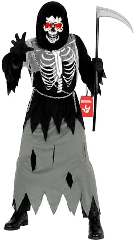 Morph Costume Morte Bambino, Costume Mietitore Halloween Bambino | Veste con Cappuccio, Catena, Falce & Occhiali LED, Perfetto per Halloween, Ideale per il Gioco di Ruolo