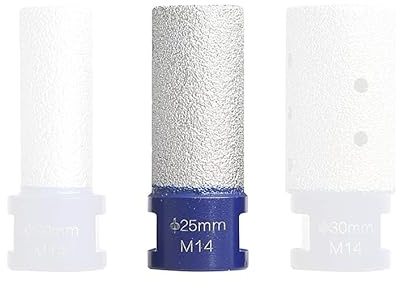 KATSU Diamond Finger Bit 25mm M14 Thread Vacuum Brazed Diamond Milling Reamer Bit for Enlarging and Shaping or Round Bevel Existing Holes in Porcelain Hard Ceramic Granite and Marble