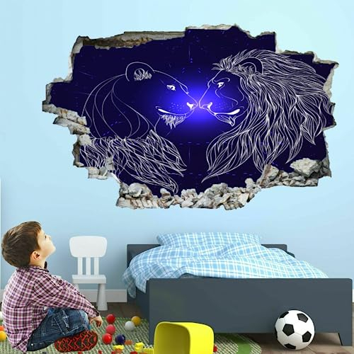 3D-Wandaufkleber | Löwe-Kunst-Vinyl-Dekor-Aufkleber | Konstellation abnehmbar | Abziehen und aufkleben | Gebrochene Bordüre für Mädchen und Jungen, Schlafzimmer, Kinderzimmer, Zimmerdekoration
