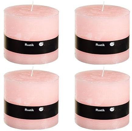 Stumpljus Rustic Set – blockljus, ljus, ljus, adventskrans, advent – inget sot – (10 x 10, ljusrosa, 4)