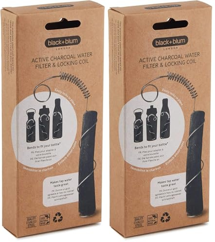 Black+Blum Charcoal Water Filter Hydration with Locking Coil, Old Japanese Tradition, Lasts 6 Months, Natural Wood (Pack of 2)