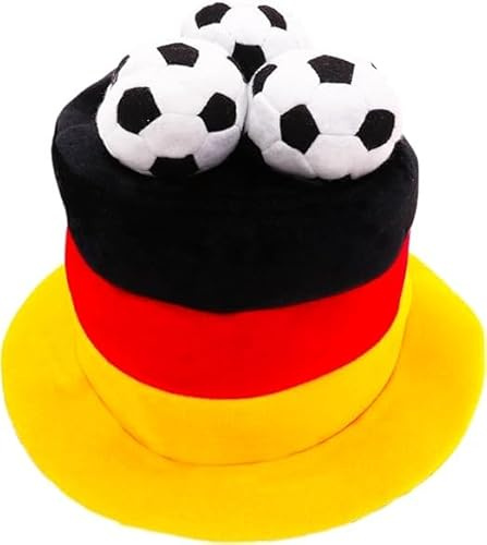 Toyland® Fan-Zylinder im Flaggen-Design mit 3D-Bällen – Weltmeisterschaft, Euro, Kostümpartys – Einheitsgröße Erwachsene – Auswahl aus 10 Ländern