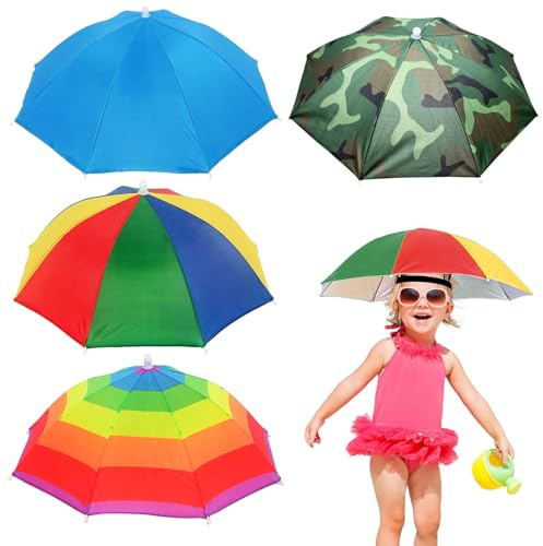 Suynauetev Regenschirm Hut & Kopfschirm Strand Schirm Sonnenschutz Kopf | 4 pcs Kopf Regenschirm, Schirmhut, Regenschirm Kopf, Regenschirmhut, für Angeln, Ballspiele, strand sonnenschirm