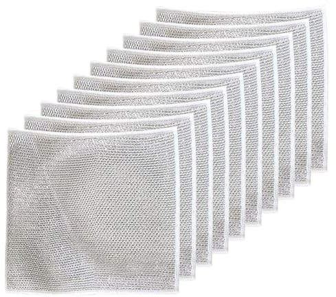 Chiffon à vaisselle en fil métallique polyvalent for humide et sec, torchon multifonctionnel anti-rayures, chiffons de nettoyage de cuisine for vaisselle, dessus de cuisinière, rinçage facile/605 (Si