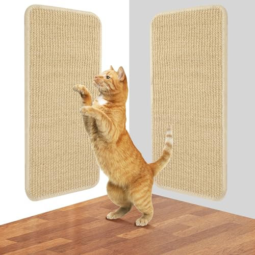 Kratzmatte Katze, 2er Pack 50x25CM Kratzbretter Katze. Sisal Teppich Katzen, verschleißfest und langlebig. Katzen Kratzbrett(Originalfarbe) kann Sofas, Türen und Möbel effektiv schützen