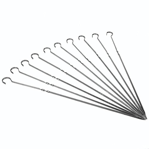 10 Stück flache Metall-Kabob-Spieße zum Grillen, BBQ-Grillspieße, wiederverwendbar, Koch-Kabob-Spieße für Fleisch, Garnelen, Huhn, Gemüse