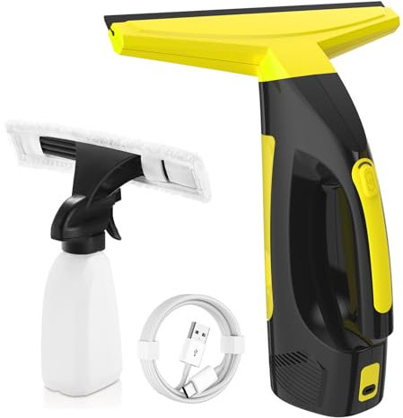 Lavavetri per finestre senza fili, con serbatoio dell'acqua rimovibile e forte aspirazione, strumento elettrico per la pulizia dei finestrini per pareti della doccia, specchi, vetro, parabrezza auto,