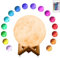 Veilleuses,Lampe lune 3D Lampe de lune, Lampes d'ambiance, Lampe Lune Variateur de Lumière Lunaire avec Contrôle Tactile USB Rechargeable Veilleuse LED 16 Couleur Avec support en bois/Distant