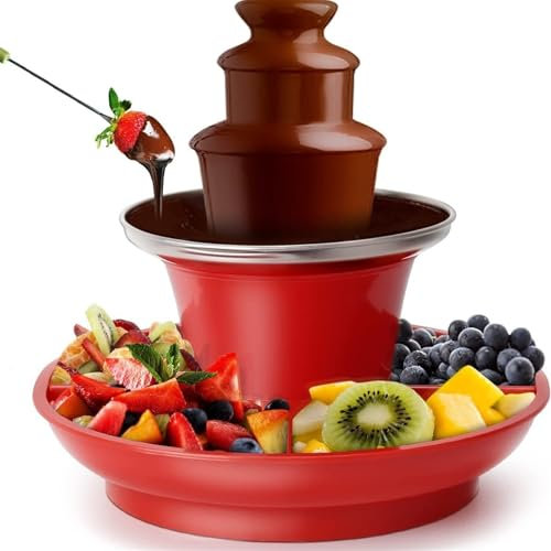 KANLVU Máquina De Fuente De Chocolate 3 Niveles Eléctrico Set De Fondue De Chocolate Derrite Queso Moja Fresas Fondue Chocolate para Navidad Boda, Fiesta De Cumpleaños
