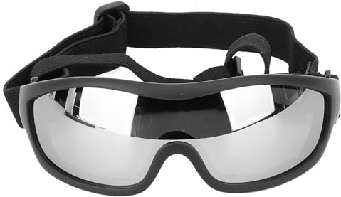 Hundesonnenbrille, UV-Schutz vor Wind, Staub, Nebel, Augenschutz, Haustierbrille mit Verstellbarem Riemen, Winddichte Hundebrille, Haustier-Hundebrille, Outdoor-Schutz (Silver)