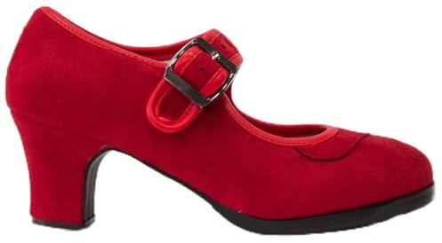 El Rocio desde 1980 Scarpe Fenicottero in Camoscio con Fibbia, Doppia Suola e Chiodi, rosso, 35 EU