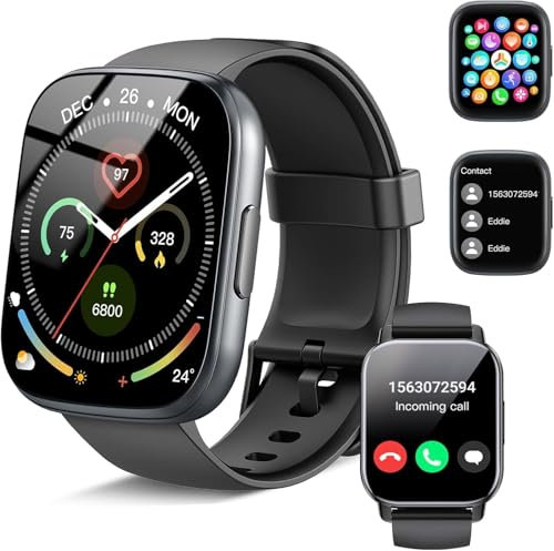 Poounur Smartwatch Uomo Donna con Effettua o Risposta Chiamate, 1.95 Orologio Smartwatch Contapassi/Cardiofrequenzimetro/Sonno, 110+ Modalità Sportivo Fitness Tracker, IP68 Smart Watch Android iOS