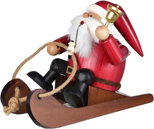 KWO Räuchermännchen Weihnachtsmann auf Schlitten - 16 cm