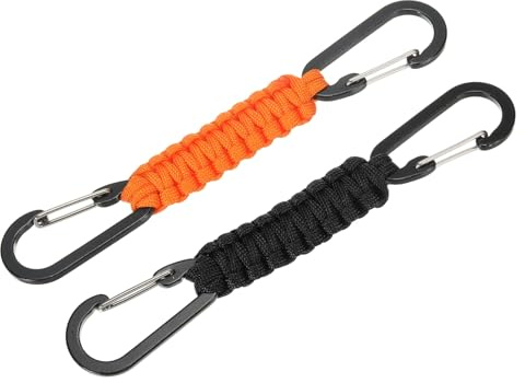 YELARXI Paracord-Schlüsselanhänger, Aluminium, Paracord-Schlüsselband, strapazierfähig, geflochtene D-Ring-Clips, passend für Männer und Frauen, Flaschenschlüssel, Rucksäcke, Camping, Wandern, 2 Stück