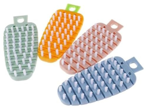 Steowsey Lot de 4 brosses de cuisine pour carottes, fruits et légumes, brosse à pommes de terre, brosses flexibles pour fruits, légumes