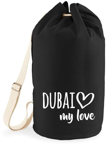 Huuraa Seesack Dubai my love 20 Liter Black Baumwolle Rucksack Geschenkidee