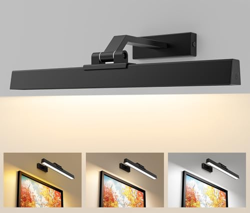 MOITA Picture Lights for Wall, 5000mAh Battery Operated Wall Lights with Remote, Rechargeable LED Picture Lights, Cordless Dartboard Lights Black 40CM
