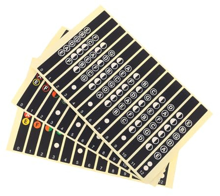 Cabilock 12 Stück Teiliges Gitarren griffbrett noten aufkleber Langlebige Fretboard Labels Dünne Einfach Anzubringende Sticker für Akustische Gitarren Geeignet für Bünde Professionelles