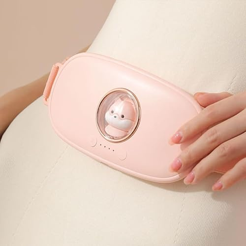 Generic Cinturón Calefactor Uterino Vibratorio, Reducción del Dolor Menstrual, Almohadilla de Masaje para Mujeres Trabajadoras, Batería de Litio ABS (Rosado)