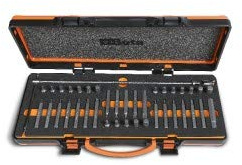 Beta 867/C38 - Assortimento di 38 inserti con attacco esagonale 10 mm e 1 portainserti a t snodato in termoformato morbido e cassetta di lamiera