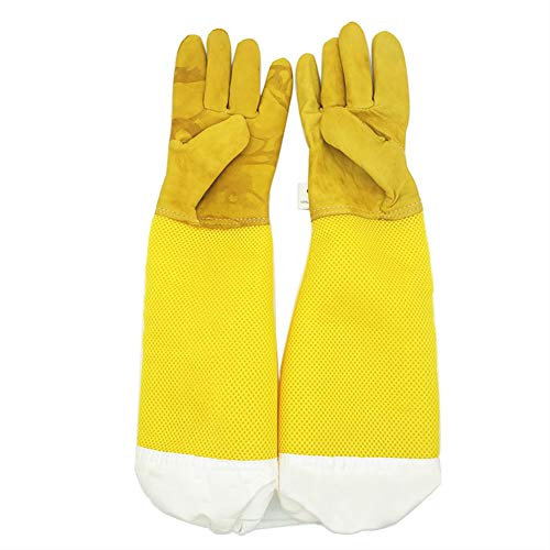 OMEM Ziegenleder Imkerhandschuhe Imkerhandschuhe Schutzhandschuh belüftete Netz-Ärmel extra lang