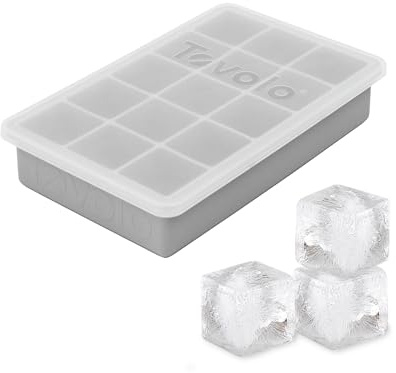 Tovolo Perfect Cube Ice Tray with Lid for Cocktails, Oyster Gray