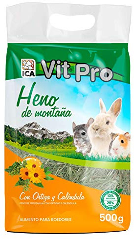 Vit Pro Heno para Conejos, Heno Alta Montaña 500g con Ortiga y Calendula