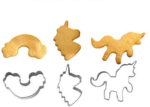 DUORUI 3pcs Cookie Cutters Biscuit Fondant Cake Mould Stainless Steel Rainbow Unicorn Shape for Kids Girls DIY Baking Tool Decorating Birthday Party