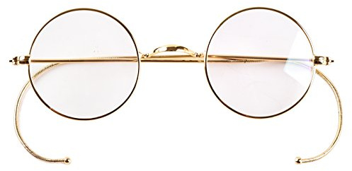 Agstum Retro Small Round Optical Rare Wire Rim Eyeglasses Frame Clear Lens | Saddle Bridge, Flexible Cable Templess, Nose-Pad Free, Optical Frame, Fit Small Narrow Faces, 1920S Vintage Style