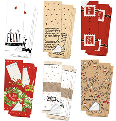 Weihnachtsaufkleber Set Frohe Weihnachten 5 x 14 8 cm 60 bunte Aufkleber zum Papiertüten und Weihnachtstüten verschließen Premium Made in Germany Logbuch-Verlag