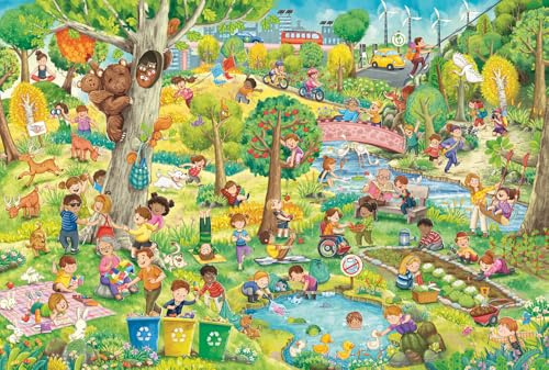 Schmidt Spiele 56531 Spel, roligt och miljöskydd, 150 delar barnpussel av graspapper, flerfärgade