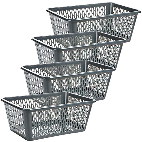 2friends Aufbewahrungskorb aus Kunststoff, 4 Stück, H15 x L37 x T26 cm, Korb Farbe: grau, Made in EU