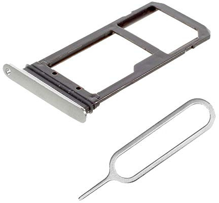 jbTec SIM-Tray/SD-Card +Pin kompatibel mit Samsung Galaxy S7 - Kartenhalter Single Slot Schlitten Handy Silber