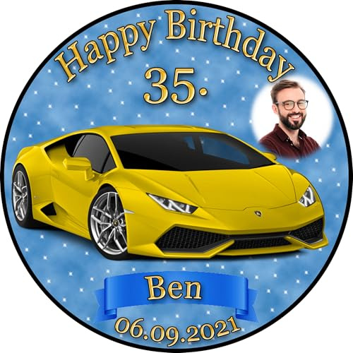Tortenaufleger Fototorte Fahrzeuge Lamborghini FZ06 (Zuckerpapier) Rund 14 cm Ø mit Foto
