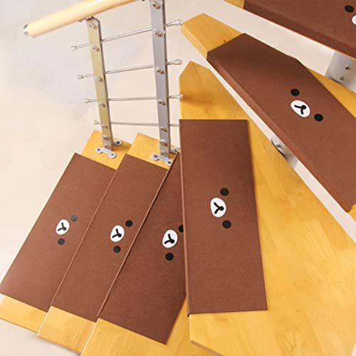 JYMYGS 21 x 55CM Stufenmatten innen 5 stück Antirutschstreifen Treppe Set, treppenstufen matten rechteckig selbstklebend zuschneidbar, Treppenteppich für Kinder, Älteste und Haustiere, Braun