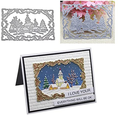 Stanzformen für Kartenherstellung, YunTrip Weihnachten Schnee Haus Hintergrund Metall Stanzformen Stanzformen Schablone für DIY Scrapbooking Album Prägung Foto Basteln Papierkarten Deko Handwerk