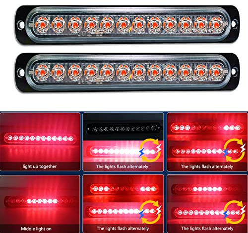 AUXTINGS 2 pezzi 12 LED rosso stroboscopio di emergenza luci universale ultra sottile rischio lampeggiante laterale lato segnalato luce per 12V-24V auto veicolo camion rimorchio roulotte camper