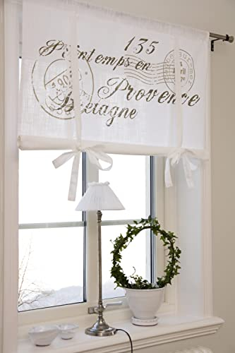 LillaBelle Raff Gardine Nice Sand 100 x 100 cm BxL(H) Rollo Weiß Landhaus Vintage Shabby