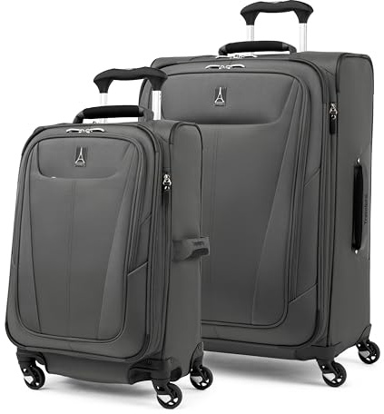 Travelpro Maxlite 5 Softside Expandable Luggage with 4 Spinner Wheels, Lightweight Suitcase, Men and Women, Shadow Grey, 2-Piece Set (21/25)