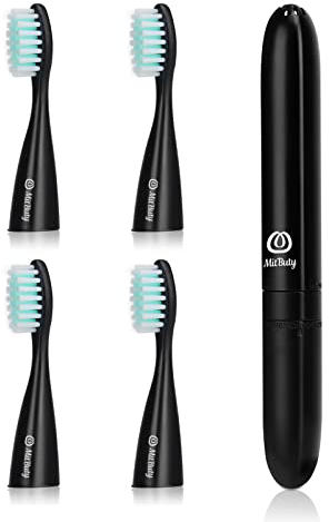 MitButy Travel Electric Toothbrush with 4 Brush Heads, Battery Operated Waterproof Portable Sonic Electric Toothbrush Set - with Snap-on Travel Case Ideal for Travelling/Business/Holiday/Gym/Office