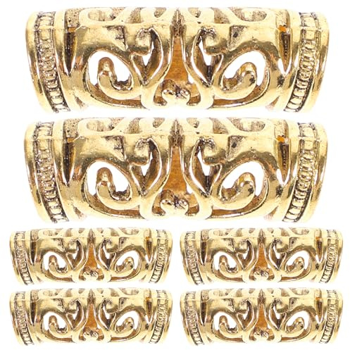 minkissy 6pcs Hair Jewellery for Braids Golden Hair Braid Rings Gold Dreadlock Accessories Dread Braids Accessories for Women Grils Men