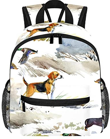 VAPOKF Leichter Schulrucksack Kleinkind Rucksack Kleine Reise Schultertasche für Jungen Mädchen Kinder Jagd Windhund Hund Enten, multi