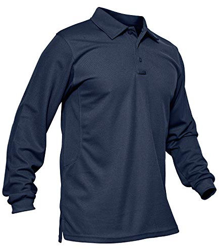 KEFITEVD Men's Golf Long Sleeve Shirts Quick Drying Tennis Polos Casual Outdoor Sports Rugby Working Tops,Navy Blue,2XL